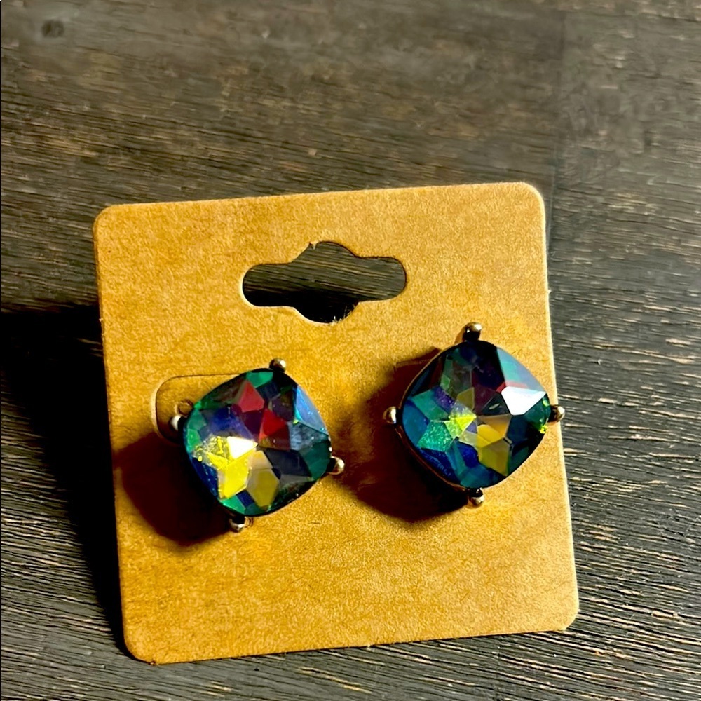 Colorful Cushion Cut Gemstone Earrings‎